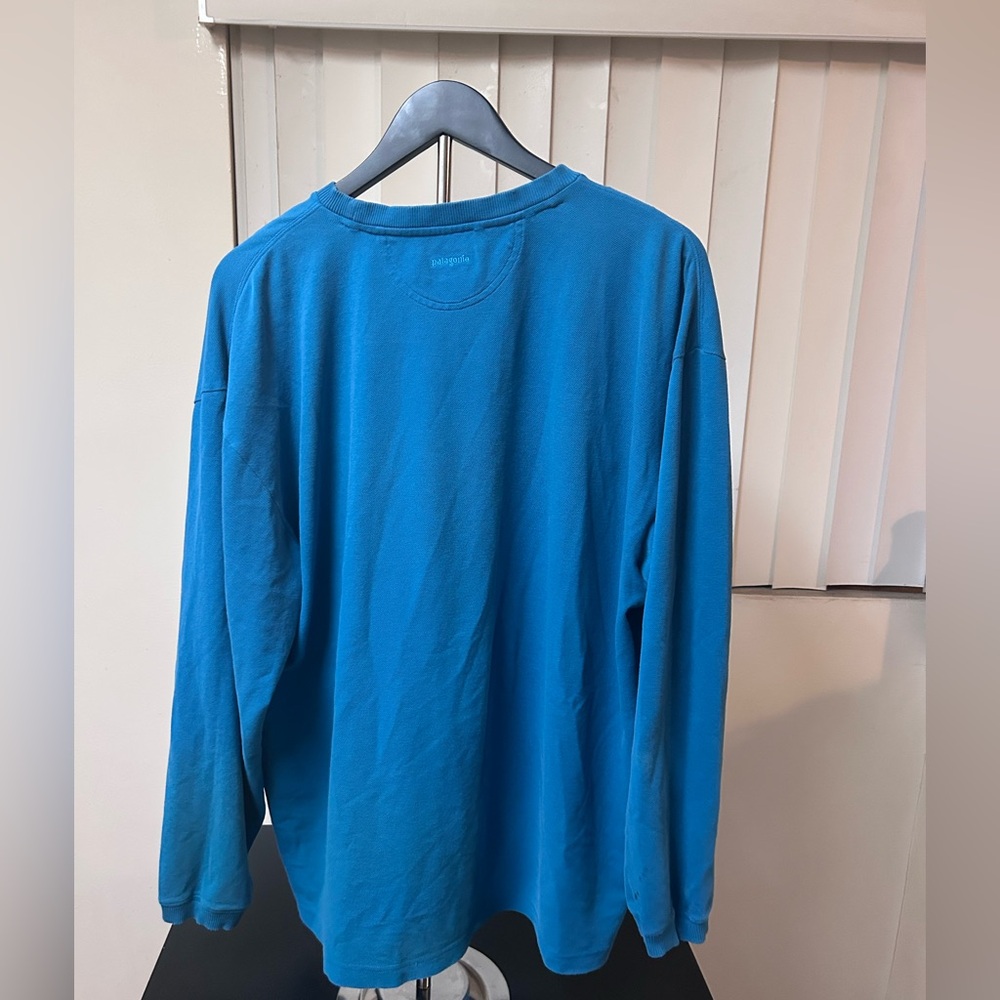 Vintage Patagonia Crewneck Knit Organic Cotton Sweatshirt Shirt Blue Mens XL VTG